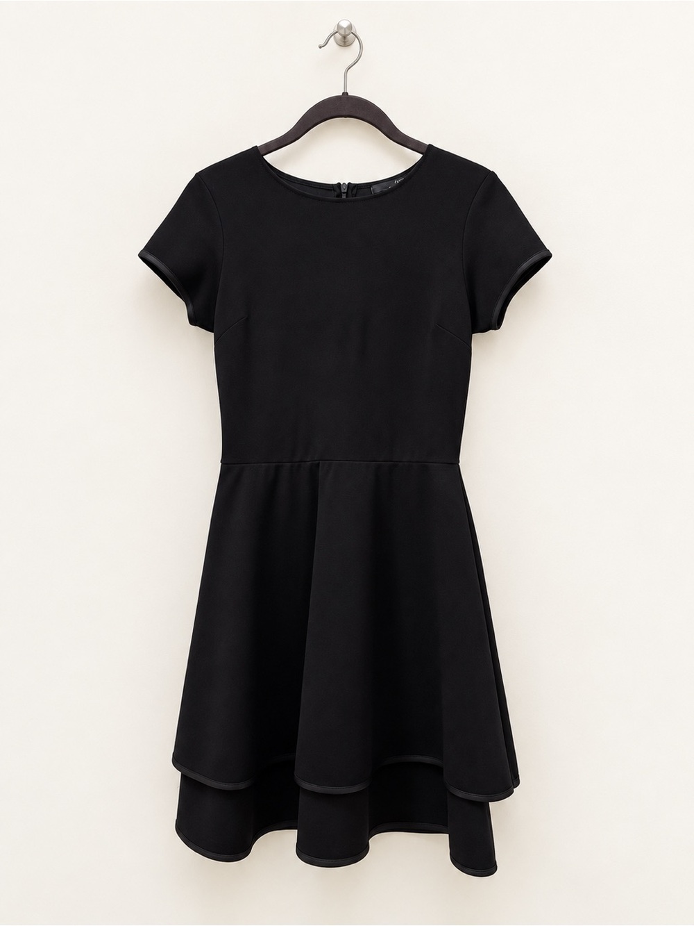 Aqua Black Short Sleeve Fit-and-Flare Dress
